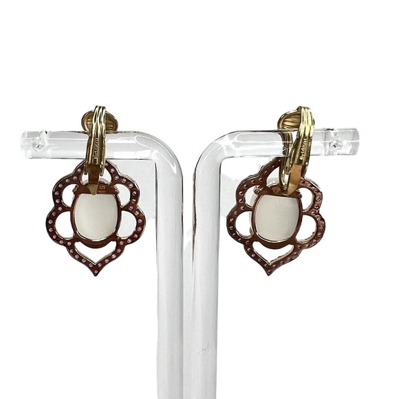 SB Super Bell Rose Gold Vermeil Cat's Eye Moonstone Rhodolite Clip On Earrings - Picture 3 of 5